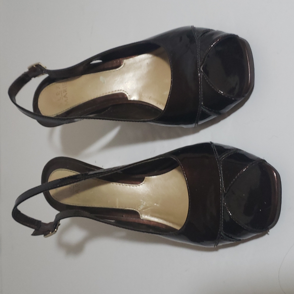 Alex Marie, Brown Patent Leather, Size 8.5, Sling-back